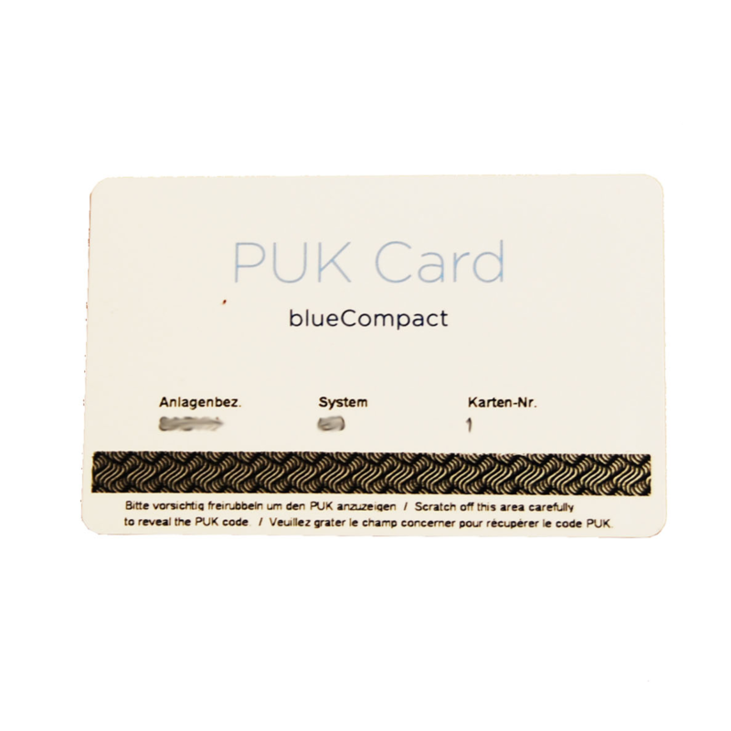 Bluecompact PUK card